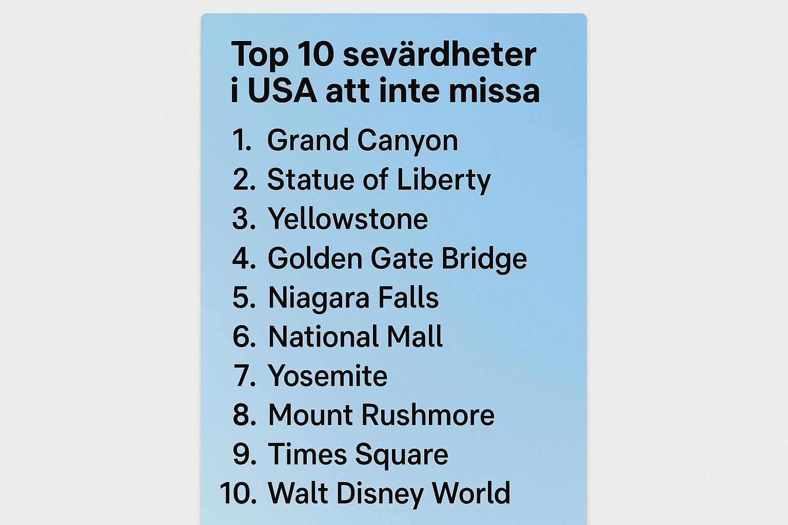 Topp 10 sevärdheter i USA att inte missa